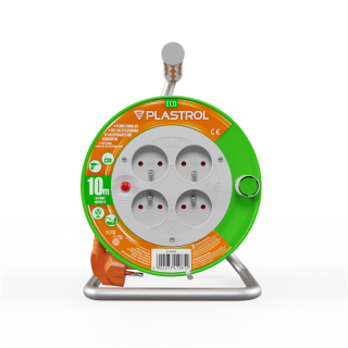 Przedłużacz bębnowy ECO LINE, 4x2p+Z, 10A, 2300W, przewód 3x1mm H05VV-F; 10m; pomarańczowy  W-98944/PLR