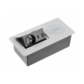 Przedłużacz biur wpuszcz AVARO PLUS,1x gn french,USB A+C,ładowarka induk 5W,przewód 1.5m,srebrny  AE-PB1FAVAP-53/GTV