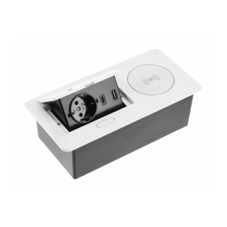 Przedłużacz biur wpuszcz AVARO PLUS,1x gn schuko,USB A+C, ładowarka indukcyjna 5W,przewód 1.5m,biały  AE-PB1SAVAP-10/GTV