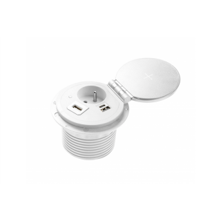 Przedłużacz biur wpuszcz CHARGER PLUS,1 gn french,USB A+C,wymien USB-A,HDMI,RJ45,przewód 1,5m,biały  AE-BPW1FACP-10/GTV
