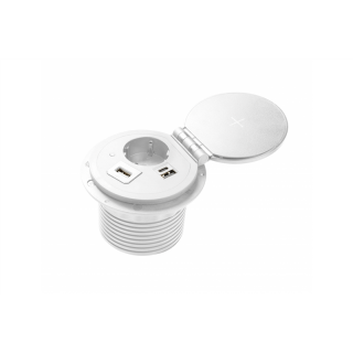 Przedłużacz biur wpuszcz CHARGER PLUS,1 gn schuko,USB A+C,wymien USB-A,HDMI,RJ45,przewód 1,5m,biały  AE-BPW1SACP-10/GTV