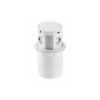 Przedłużacz biur wpuszcz COMFORT PLUS 120mm,4x gn schuko,2xUSB.2xRJ45,ład indu 5W,przew 1,5,biały  AE-BPW4S120P-10/GTV