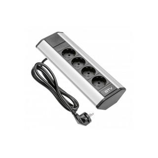 Przedłużacz biurkowy kątowy 4x schuko (srebrny)  AE-PBKT4S-80/GTV