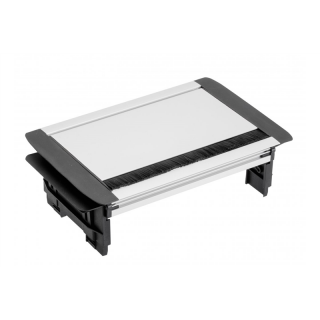Przedłużacz biurkowy przepustowy 3x gniazdo schuko, kabel 1,5m, aluminium  AE-PBC3GS-53BKS/GTV