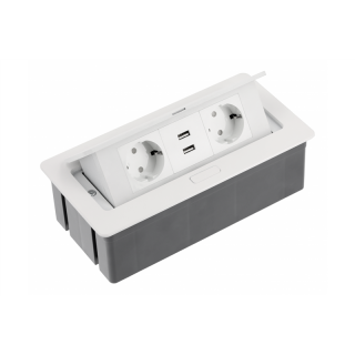 Przedłużacz biurkowy SOFT 2x gniazdo schuko, USB 2,1A, kabel zasilający z wtyczką, biały  AE-PBSUC2GS-10/GTV