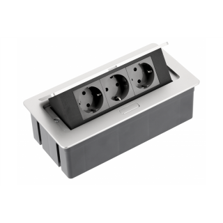 Przedłużacz biurkowy SOFT 3x gniazdo schuko, kabel zasilający z wtyczką, alu  AE-PBSC3GS-53/GTV