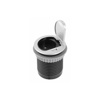 Przedłużacz biurkowy wpuszczany CHARGER MINI 60mm, 1x gn schuko, 1xUSB 2,4A,alu, kabel 1,9m  AE-BPW1S1UCH-53/GTV