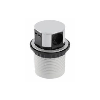 Przedłużacz biurkowy wpuszczany COMFORT 100mm, 3x gniazdo schuko, 2xUSB 2,4A,alu,kabel 1,5m  AE-BPW3S100U-53/GTV
