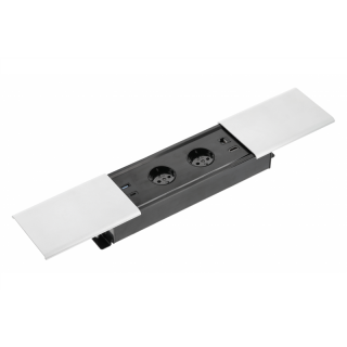Przedłużacz biurkowy wpuszczany PRESTINO, 2x gniazdo schuko, USB A+C, RJ45, HDMI, kabel 1.5m, biały  AE-PB2SPRES-10/GTV