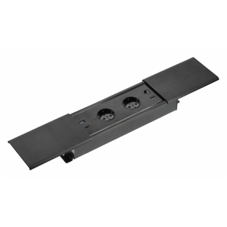 Przedłużacz biurkowy wpuszczany PRESTINO, 2x gniazdo schuko, USB A+C, RJ45, HDMI, kabel 1.5m, czarny  AE-PB2SPRES-20/GTV
