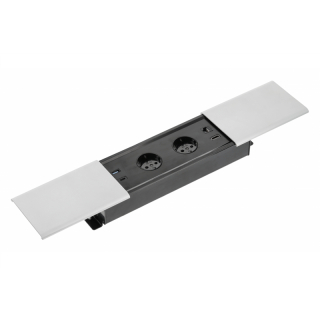 Przedłużacz biurkowy wpuszczany PRESTINO, 2x gniazdo schuko,USB A+C, RJ45, HDMI, kabel 1.5m, srebrny  AE-PB2SPRES-53/GTV