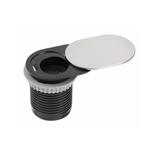 Przedłużacz biurkowy wpuszczany SLIDE 60mm, 1x gn schuko, 1xUSB 2,4A, inox, kabel 1,9m  AE-BPW1S1UCH-51/GTV