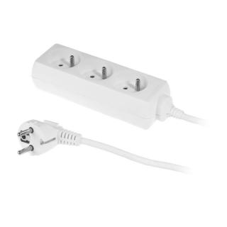 Przedłużacz stały z trzykrotnym gniazdem wtyczkowym 3x2p+Z, 10A, PS-370/3,0 E BIAŁY; W-97475, PLASTROL  W-97475/PLR