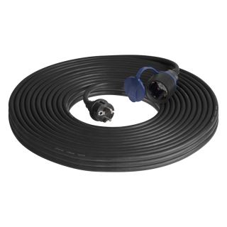 Przedłużacz warsztatowy bryzgoszczelny IP44, 1x2P+Z (schuko) 30m, kabel gumowy olejoodporny H07RN-F 3x1,5mm2, 230VAC/16A  OR-AE-13169(GS)/30M/ORN