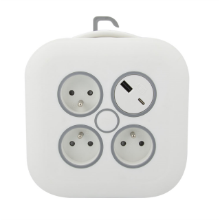Przedłużacz zwijany 10m 3x1mm2, 10A, z zabezpieczeniem termicznym, 3XGNIAZDO WTYCZKOWE, 1xUSB-C, 1xUSB-A  W-72018/PLR