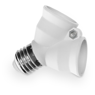 Przejściówka rozgałęźnik żarówki (adapter) E27/2xE27, kolor Biały; biały  W-98735/PLR