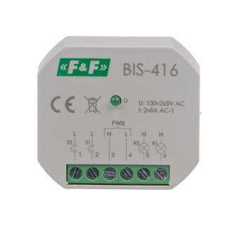 Przekaźnik impulsowy dwukanałowy 8A 2Z 230VAC, do montażu w puszcze podtynkowej fi60mm; BIS-416, FF  BIS-416/FIF