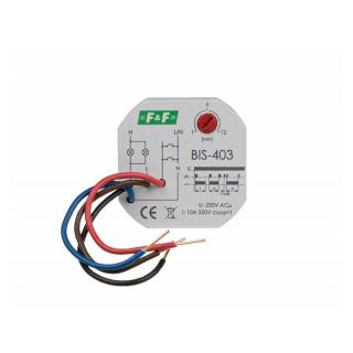 Przekaźnik impulsowy z wyłącznikiem czasowym 10A 230V AC 2Z, montaż w puszce podtynkowej fi60mm; BIS-403, FF  BIS-403/FIF