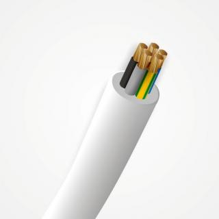 Przewód OWY 5x4 żo H05VV-F 5G4 white, oponowy, warsztatowy 300/500V, BIAŁY, krążek 100m; NKT CABLES  160063016C0100/NKT