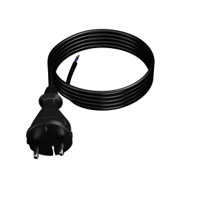 Przewód przyłączeniowy z wtyczką prostą IP20 ; 2x1; H05RR; 4,5m; CZARNY  W-97190/PLR