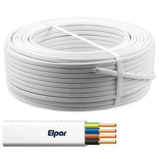 Przewód YDYp 4x1,5 żo 450/750V (BR,CZ,NI,ŻO), biały, krążek 100mb, ELPAR  5901854413068/ELP