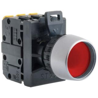 Przycisk kompletny z guzikiem krytym podświetlany LED 230VAC, CZERWONY, 1xNO+1xNC  ST22-KLC-11-230LED\AC/SPA