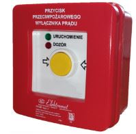 Przycisk przeciwpożarowego wyłącznika prądu, żółty przycisk, 2 tory prądowe 12A NC-NO, natynkowy IP65, diody czerw/ziel 230VAC, ROP, PPWP-1s A/4; 904400, ELEKTROMET  904400/EKT