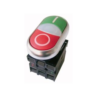Przycisk sterowniczy 22mm podwójny czerwony/zielony z samopowrotem z podświetleniem 1Z 1R, M22-DDL-GR-X1/X0/K11/230-W; 216509, EATON ELECTRIC  216509/EAT