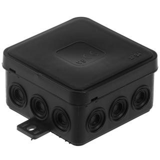 Puszka natynkowa hermetyczna V5 IP54, wymiary: 75x75x41mm, 12-wlotowa z osłabieniami, pokrywka na klik, V5 CZARNA; T-08239, PLASTROL  T-08239/PLR