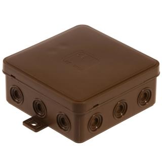 Puszka natynkowa hermetyczna V7 IP54, wymiary: 100x100x41mm, 12-wlotowa z osłabieniami, pokrywka na klik, V7 BRĄZOWA; T-08246, PLASTROL  T-08246/PLR