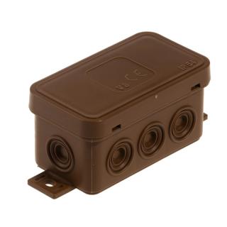 Puszka natynkowa hermetyczna V8 IP54, wymiary: 80x45x41mm, 8-wlotowa z osłabieniami, pokrywka na klik, V8 BRĄZOWA; T-08234, PLASTROL  T-08234/PLR