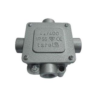 Puszka natynkowa metalowa odgałęźna 5x4mm2, IP55, 3 wejścia na PG13,5, wymiary: 96x110x42mm; 015, TAREL  015/TAR