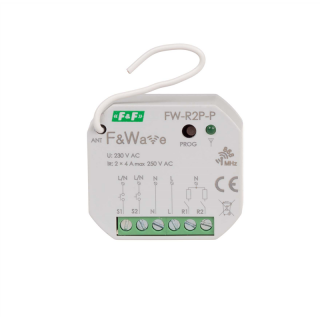 Radiowy podwójny przekaźnik bistabilny do puszki montażowej O60 85÷265V AC/DC, multifunkcyjny, do montażu podtynkowego  FW-R2P-P/FIF