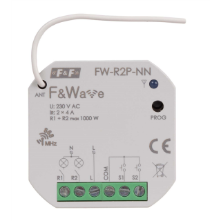 Radiowy podwójny przekaźnik wielofunkcyjny, do instalacji bez przewodu neutralnego  FW-R2P-NN/FIF
