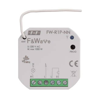 Radiowy pojedyńczy przekaźnik wielofunkcyjny, do instalacji bez przewodu neutralnego  FW-R1P-NN/FIF