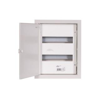 Rozdzielnica modułowa 2x12M podtynkowa metalowa z zatrzaskiem, IP31 270x355x120mm, biały, RP 24; 1-018, SABAJ  1-018/SAB