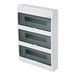 Rozdzielnica modułowa natynkowa 3x18M (54 moduły) PE+N IP40, biały / klapka-dymny, ELEGANT; 2408-01, ELEKTRO-PLAST NASIELSK  2408-01/EPN