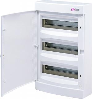 Rozdzielnica natynkowa 3 rzędy po 12 modułów, drzwi białe, IP40 400VAC, ECT36PO-s; 001101073, ETI POLAM  001101073/ETI