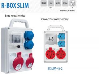 Rozdzielnica R-BOX SLIM 4S: 1x32/5,1x16/5,2x250V, IP44; B.SLIM-4S-2, PAWBOL  B.SLIM-4S-2/PAW