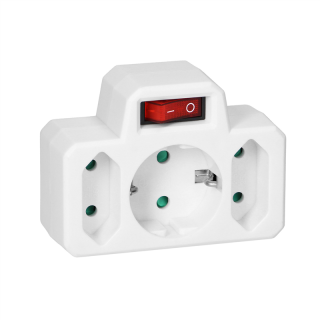Rozgałęźnik 1x2P+Z (Schuko), 2x2P/II z włącznikiem, biały  OR-AE-13191(GS)/ORN