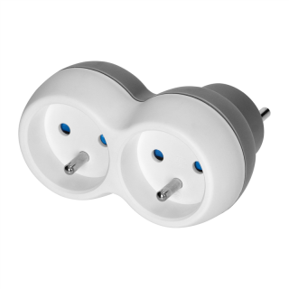 Rozgałęźnik 2x2P+Z, biało-szary  OR-AE-13238/ORN
