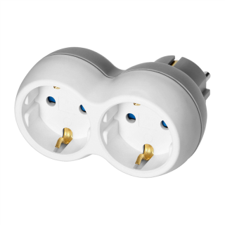 Rozgałęźnik 2x2P+Z (Schuko), biało-szary  OR-AE-13238(GS)/ORN