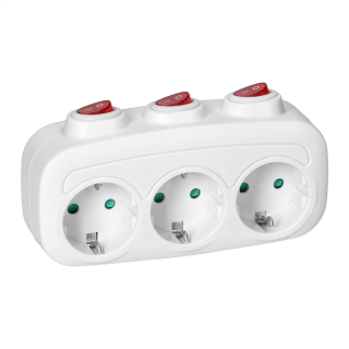 Rozgałęźnik 3x2P+Z (Schuko) z 3 włącznikami  ES-3(GS)/ORN