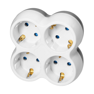 Rozgałęźnik 4x2P+Z (Schuko), biało-szary  OR-AE-13240(GS)/ORN