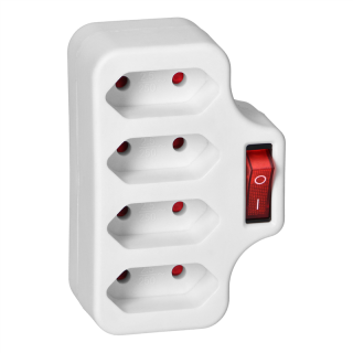 Rozgałęźnik 4x2P z włącznikiem, biały  OR-AE-13255/ORN