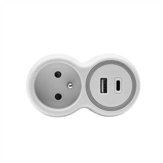 Rozgałęźnik jednokrotny, 1x gniazdo wtyczkowe z uziemieniem, 1xgniazdo USB A, 1xgniazdo USB C  W-72006/PLR