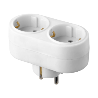 Rozgałęźnik owalny 2x 2P+Z Schuko, biały  OR-AE-13270(GS)/W/ORN