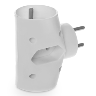 Rozgałęźnik podwójny 2x2P+Z + 2P/II, 3x2,5A, 230V, IP20; biały  W-01142/PLR