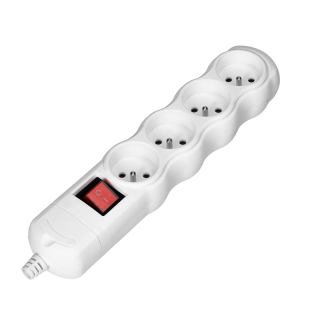 Rozgałęźnik wielogniazdowy 4x2P+Z z wyłącznikiem, biały  OR-AE-13265/W/ORN