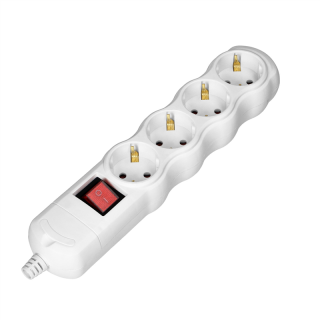 Rozgałęźnik z wyłącznikiem 4x2P+Z Schuko, biały  OR-AE-13265(GS)/W/ORN